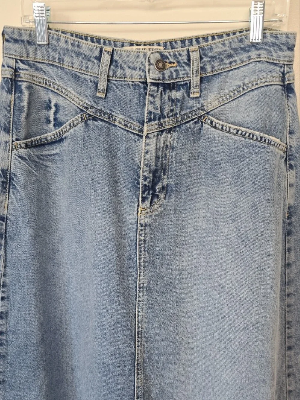 Free People Light Wash Maxi Skirt
